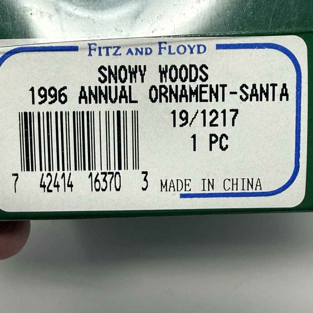 Vintage Fitz & Floyd Snowy Woods Santa Rabbit 1996 Ornament Annual Christmas
